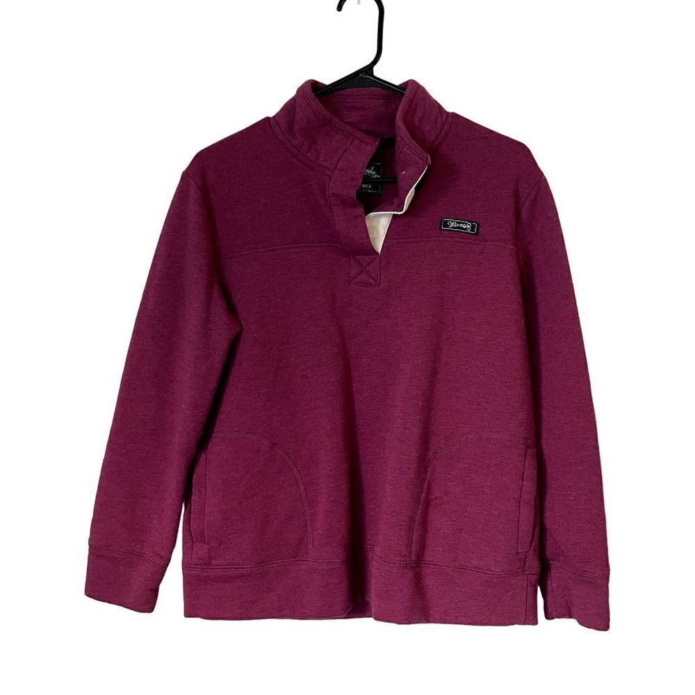 State of Mine pink fleece pullover pockets half zip casual winter thermal warm